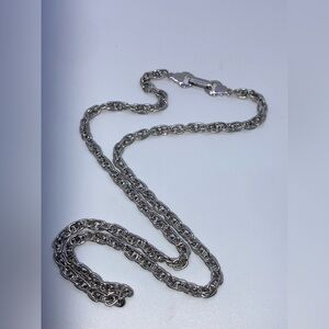 Vtg Silver Tone Oval Link Long Chain Necklace 24” / 5mm Width